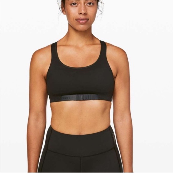 Lululemon Womens Adapt The Strap Sports Bra Black Logo Straps M Flawed Padded - Picture 1 of 9